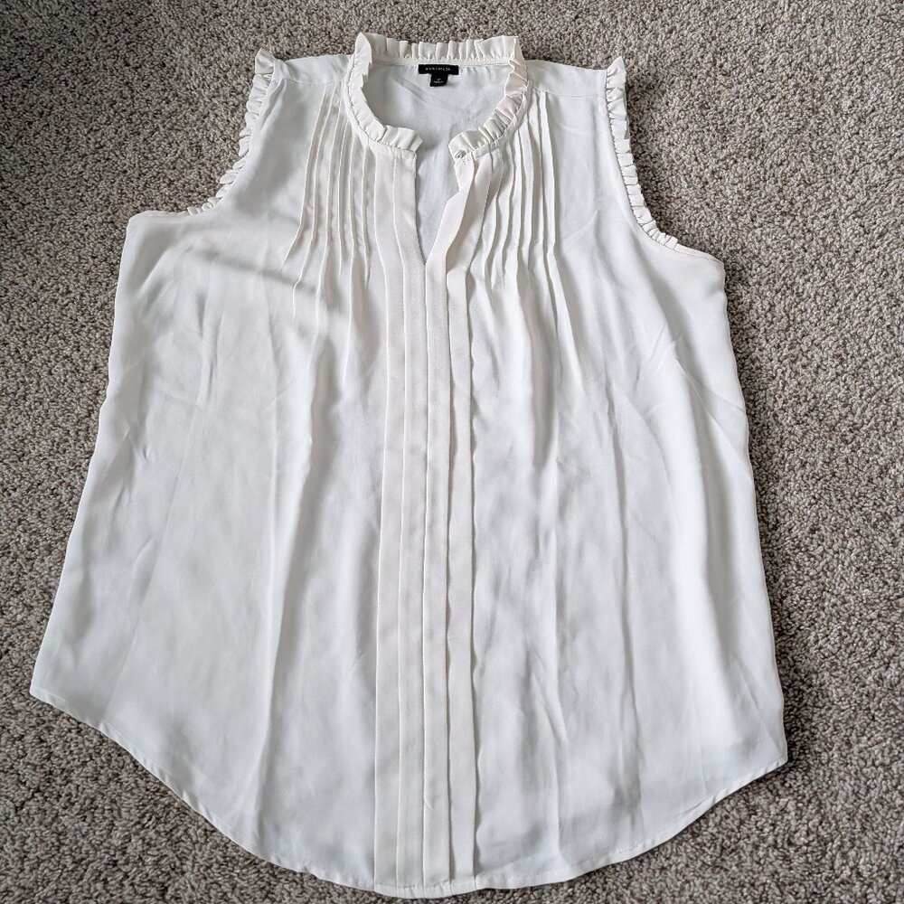 NWOT Ann Taylor winter white shell/semi-sheer blouse, Large Tall (L Tall)